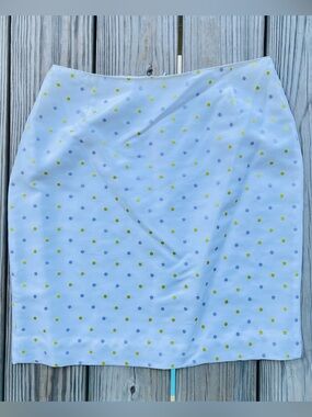 C’est City 100% Silk Polka Dot Mini Skirt White Green Purple